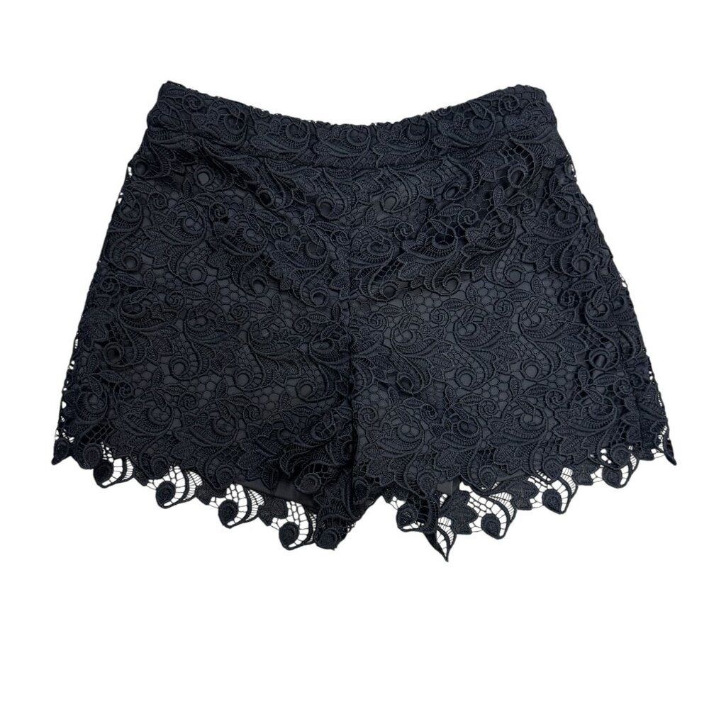 Alice + Olivia Black Floral Lace Shorts